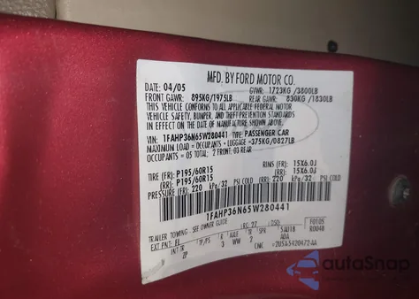 2005 Ford Focus Zxw from USA, damaged, VIN 1FAHP36N65W280441